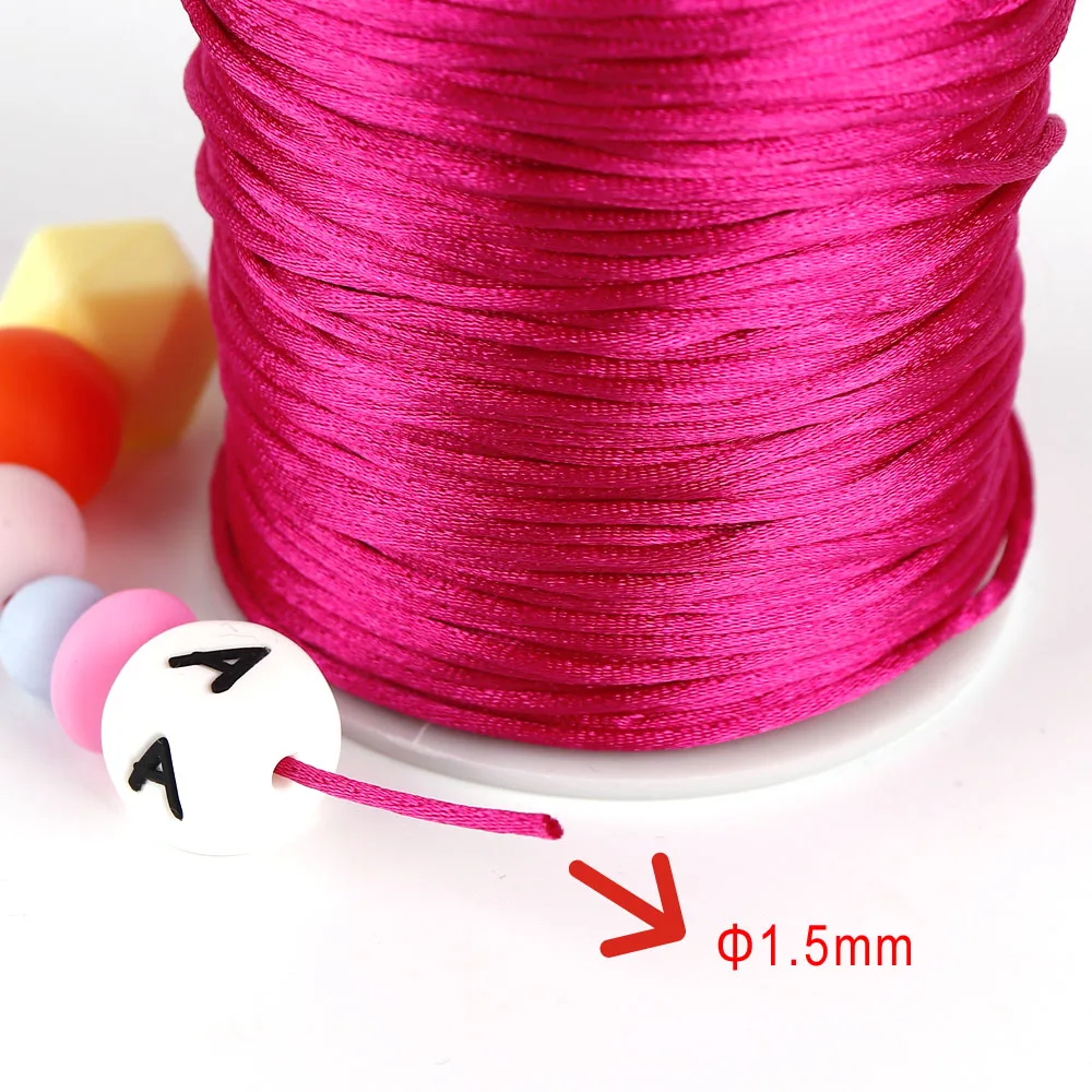 80 Meters Satin Silk Rope Nylon Cord For Baby Teether Accessories Teething Necklace Rattail Cord DIY Tool 1.5mm TYRY.HU teething toys silicone teething toys baby teething toys silicone beads silicone teething beads