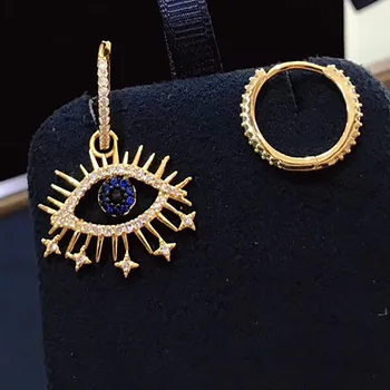 

UMGODLY Luxury Brand Asymmetry Lucky Eyes Earrings Gold Color Zircon Women Fashion Jewelry New Arrival Gift