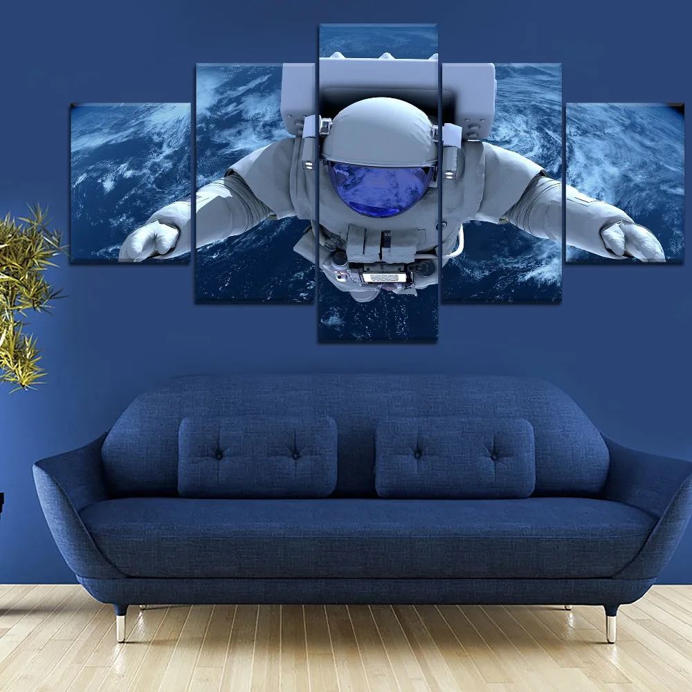 Waliicorners 5 Panel cosmonaut Space landscape Canvas Printed Painting For Living Room Wall Decor HD Picture Artworks Poster2 5