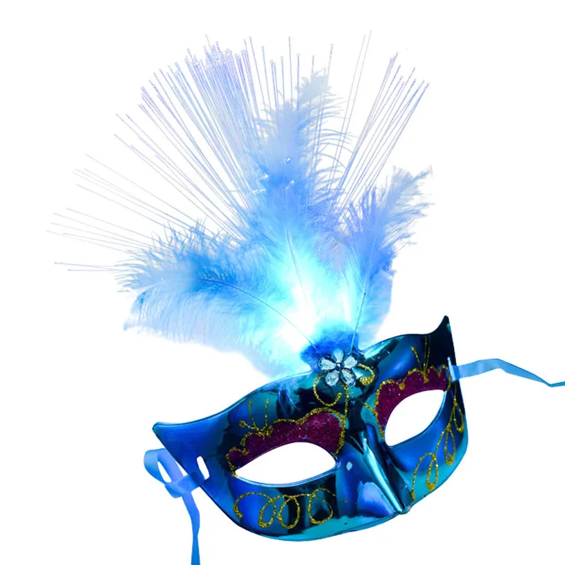 

HOT Women Venetian LED Fiber Sexy Mask Masquerade Fancy Dress Party Princess Feather Masks For Masquerade Party Fancy Dress 30