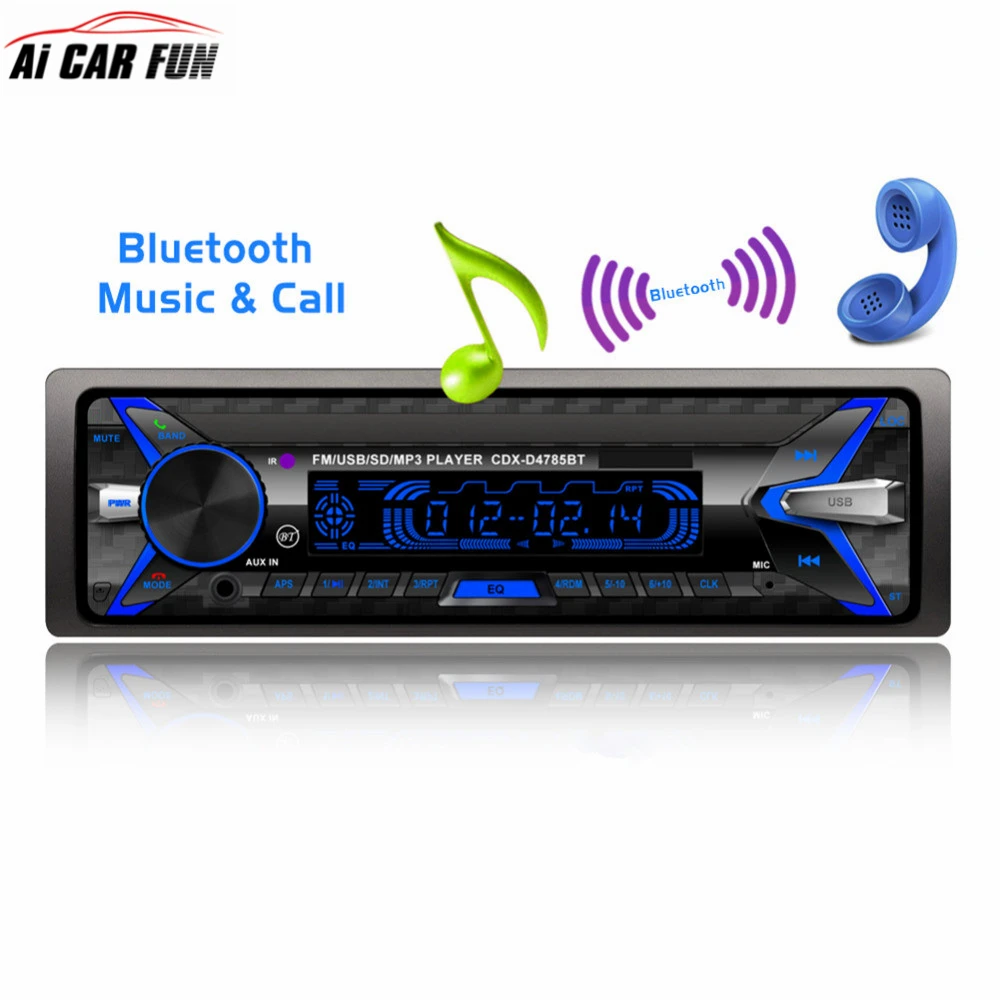 Bluetooth Audio Stereo 60WX4 12V In-dash 1 Din FM Aux Input Receiver USB MMC Remote Control USB / SD / MMC Card Reader