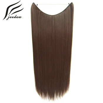 

jeedou Straight Synthetic Line Flip Hair Extension 0ne Piece 24" 60cm 100g Pink Grey Color Women's Simple Convenient Hairpieces