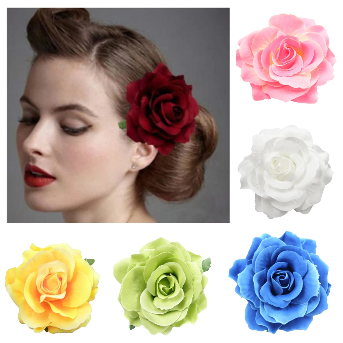 

Fashion Bohemia Flowers Curling Rose Flower Hairpin Simulation Seaside Beach Accessories For Bridal Wedding Flower Hair Clip