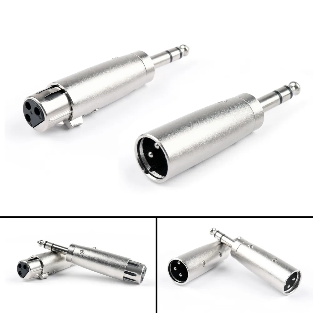 

Areyourshop Male/Female 3Pin XLR To 1/4 6.35mm Stereo Male Plug For TRS Audio Cord Adapter 2/10PCS High Quality Jack Plug