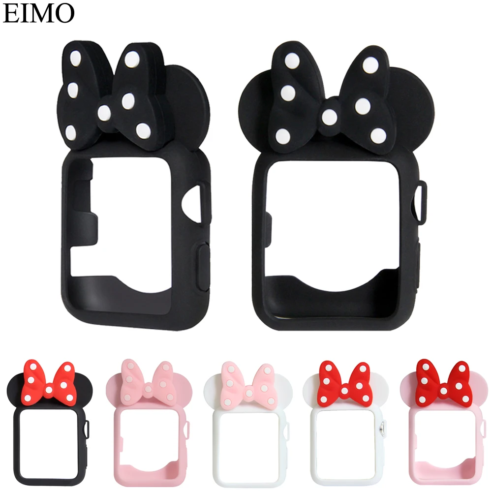 Silicone Case For Apple Watch case 42mm 38mm Iwatch Series 3 2 1 Women Soft TPU Mickey Protective Shell Full frame Cover