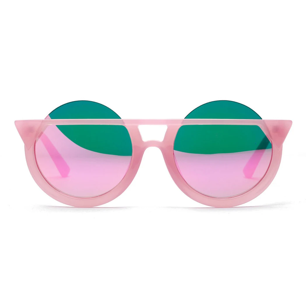 

New Fashion Brand Cat Eye Sunglasses Women Cute Half Frame Round Sun Glasses Retro Vintage Men Female Pink Eyewear Shades UV400