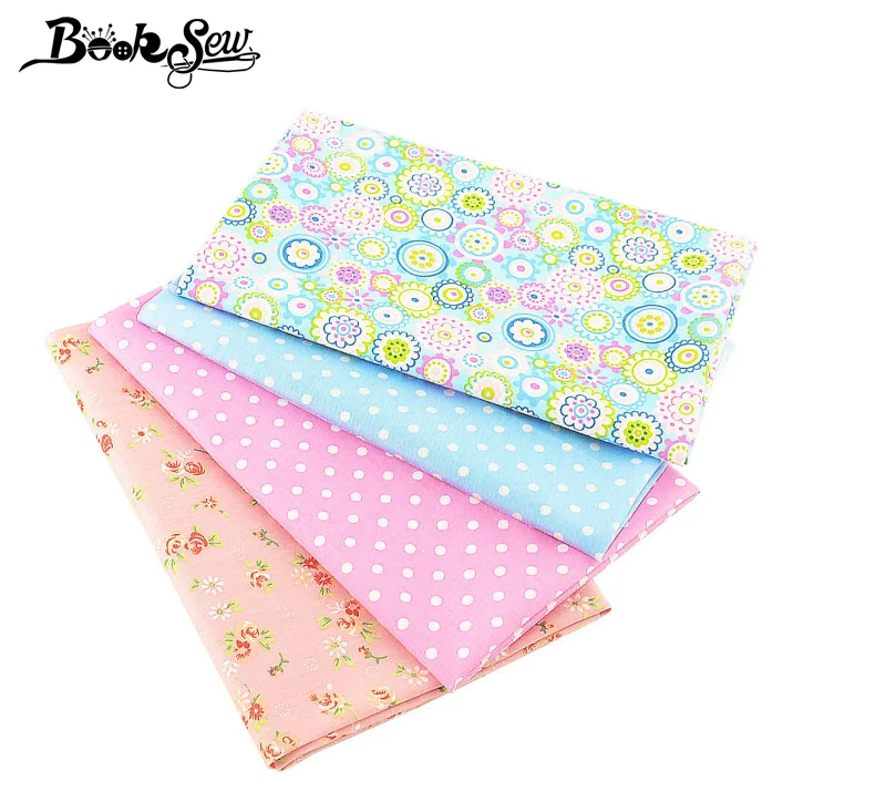Booksew Stoffen Cotton Fabric 4PCS/lot 40cmx50cm Floral Dots Telas Patchwork Algodon Sewing Clothes Tissu Tilda Materials