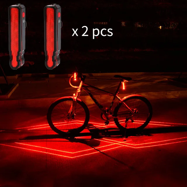 Red 5 LED Headlight Bicycle USB Rechargeable Bike Light Front Rear Lamp Safety