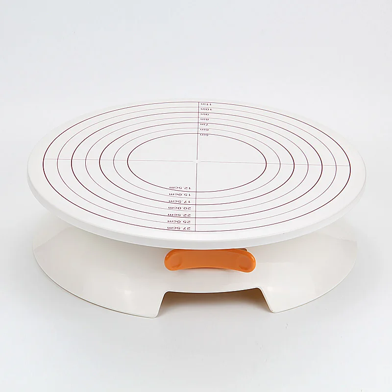 FDA высокое качество пластиковые украшения торта Вращающийся поворотный стол стенд с тормозами и маркировкой размеров