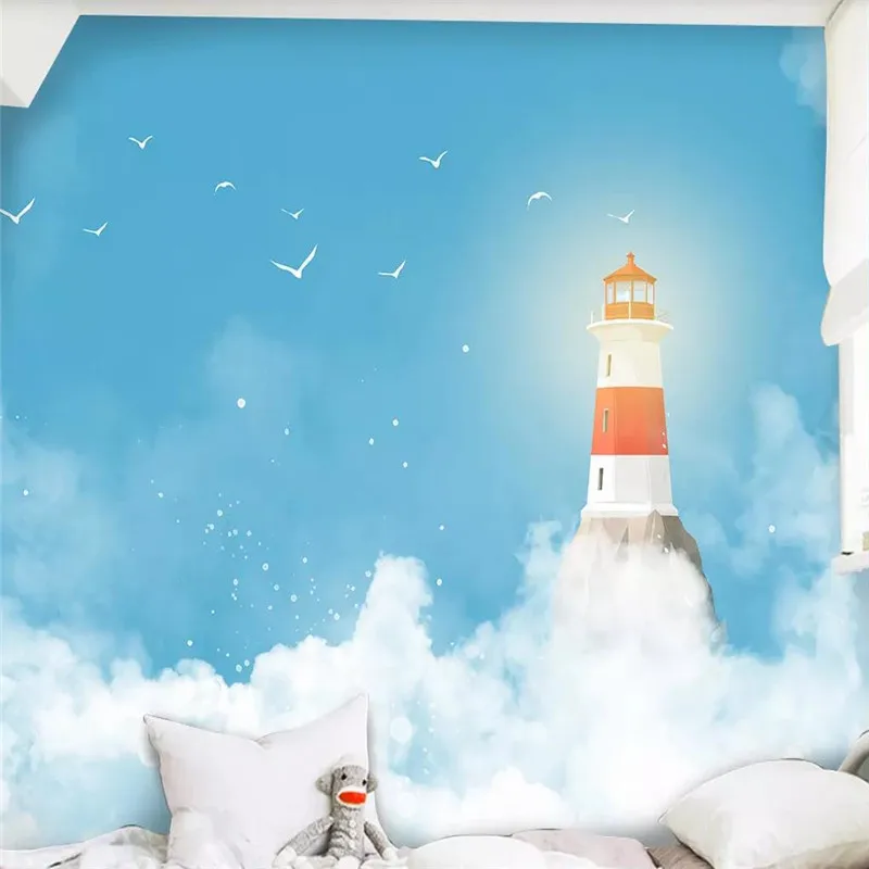 3d wallpaper modern blue sky lighthouse children's room background wall custom large murals can be customized photo wall 3d wallpaper modern blue sky lighthouse children's room background wall custom large murals can be customized photo wall