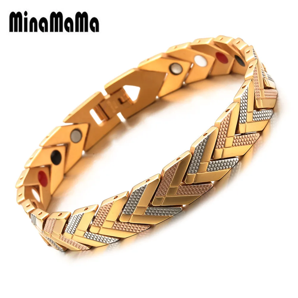

3 Colors Stainless Steel Magnetic Bracelets for Women Men health Care Bio Energy Germanium Healing Jewelry for Arthritis