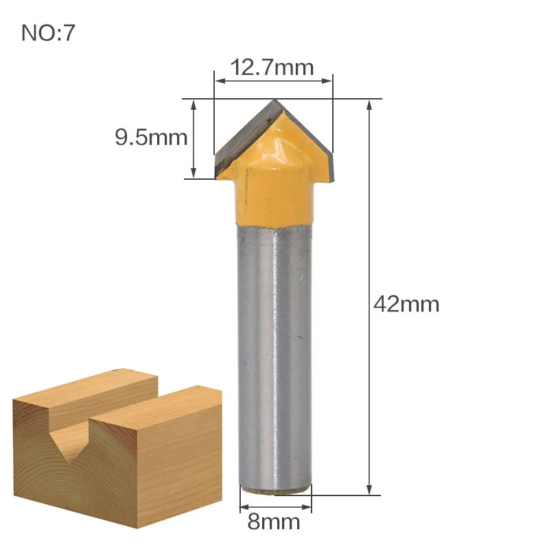 1 шт. 8 мм хвостовик древесины маршрутизатор бит прямой Концевая фреза триммер очистка заподлицо отделка угловая круглая бухта коробка биты инструменты фреза - Длина режущей кромки: NO7