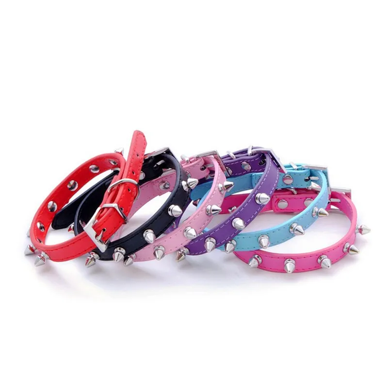 

Punk Spiked Pet Dog Collar PU Leather Rivet Studded Puppy Necklace Adjustable Pitbull Bulldog Collar Neck Strap XS/S/M/L