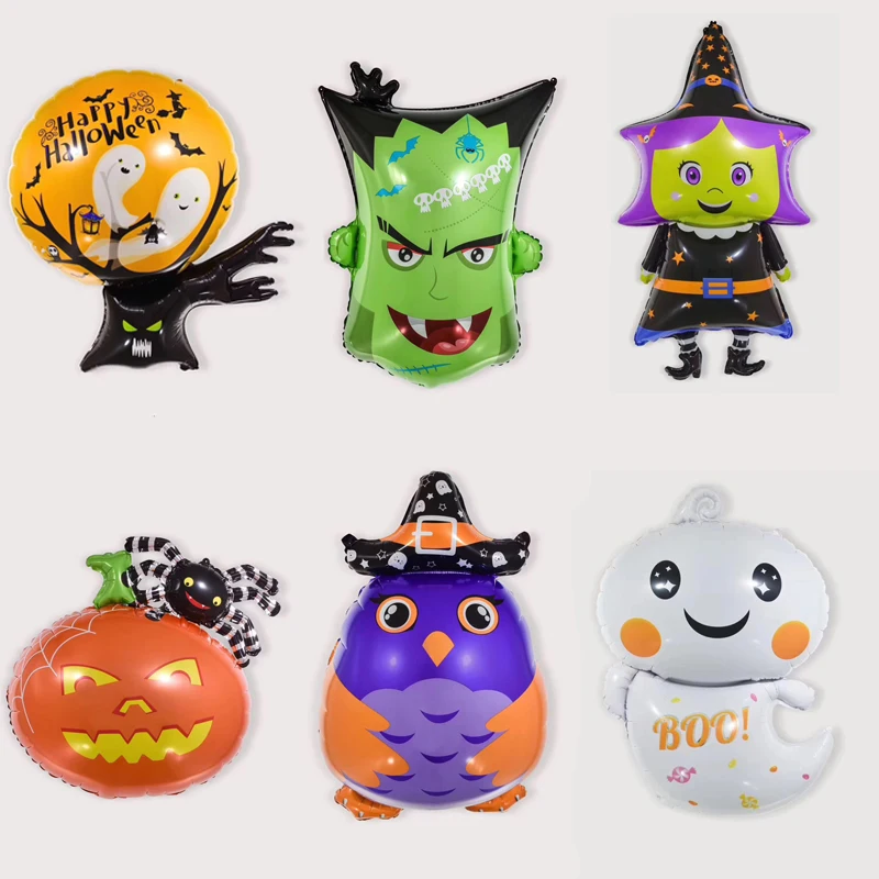 

10pcs Halloween Decoration Balloons Large Owl Wizard Witch And Pumpkin Spider Foil Ballon Terror Party Decoration Home Kid's Toy