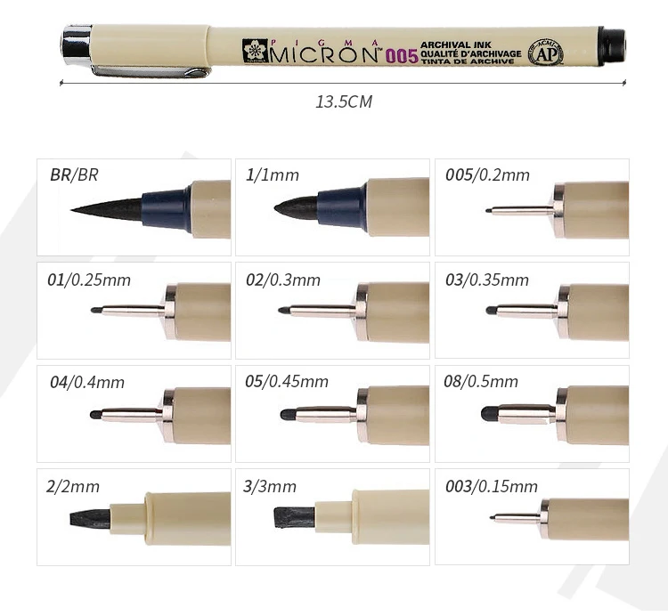 Sakura Pigma Micron 005 fineliner черные чернила для ручки Art 01 02 03 04 05 08 кисть маркер пигментные чернила для художника чернил ручки