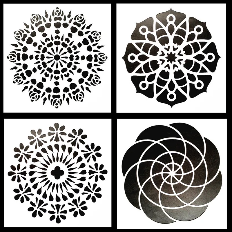 

4Pcs/Pack DIY Painting Craft Mandala Stencils Template For Furniture Tile Fabric Painting Decorative