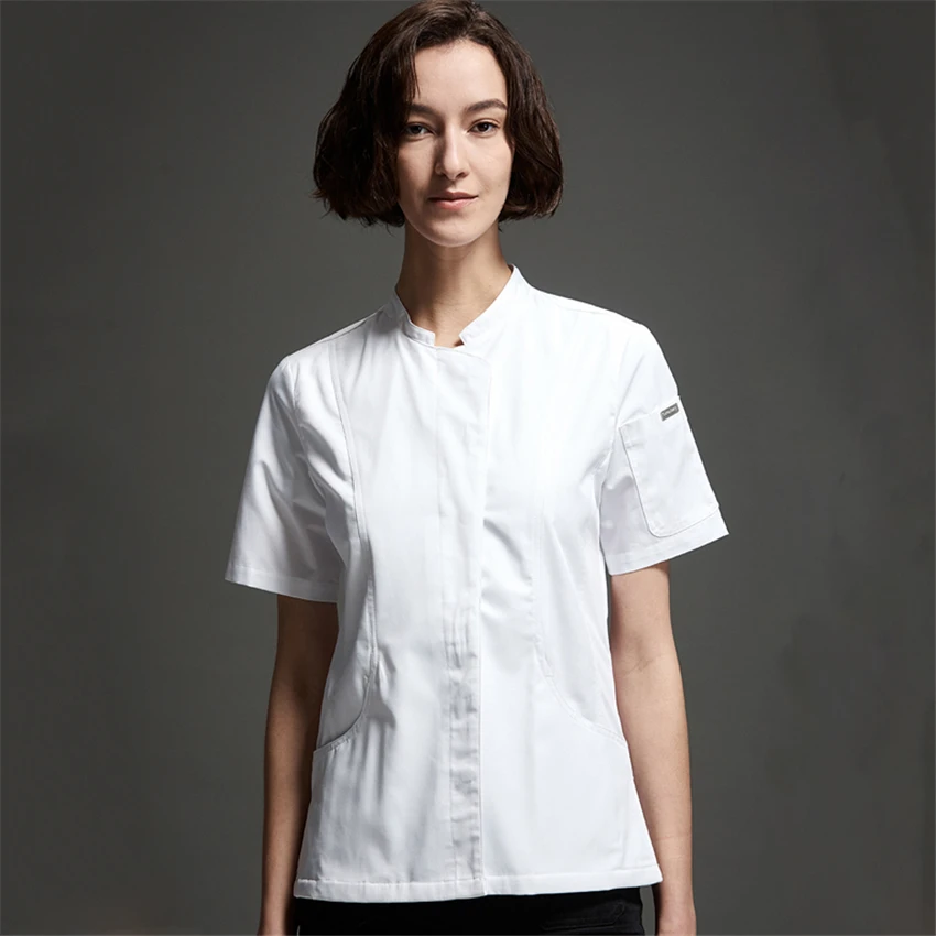 

Professional Chef Jacket 2019 Summer News Women Fashion Design Slim Breathable Chef 's Tunic Bakery Cook Coat Uniform Kitchen