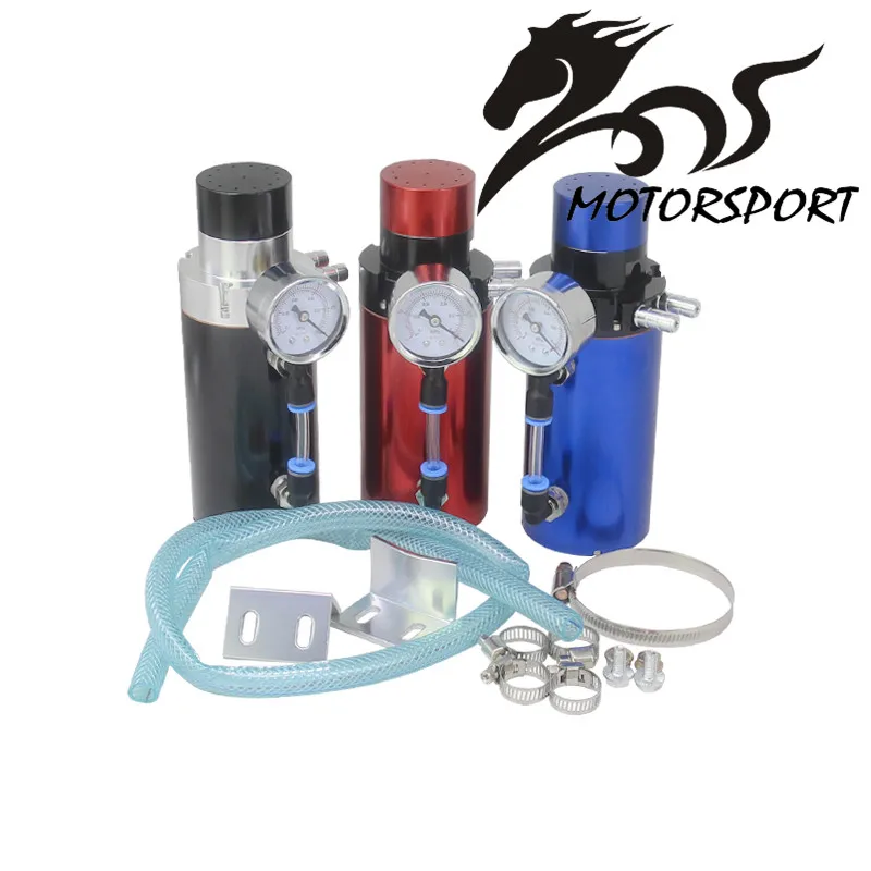 

ALUMINUM ENGINE 9MM fittings OIL CATCH RESERVOIR BREATHER TANK/CAN+VACUUM PRESSURE GAUGE /Oil Catch Tank/Oil Catch can