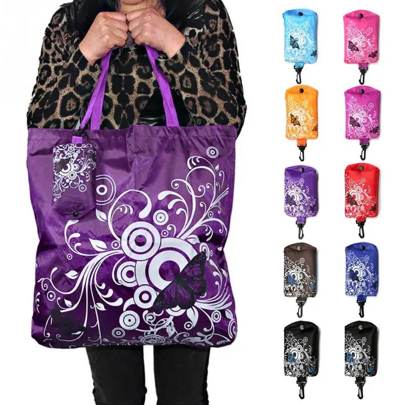 

Eco-Friendly Foldable Shopping Bag Fashion Portable Butterfly Flower Oxford Fabric Shopping Bags Reusable Tote Shopping Bags #10