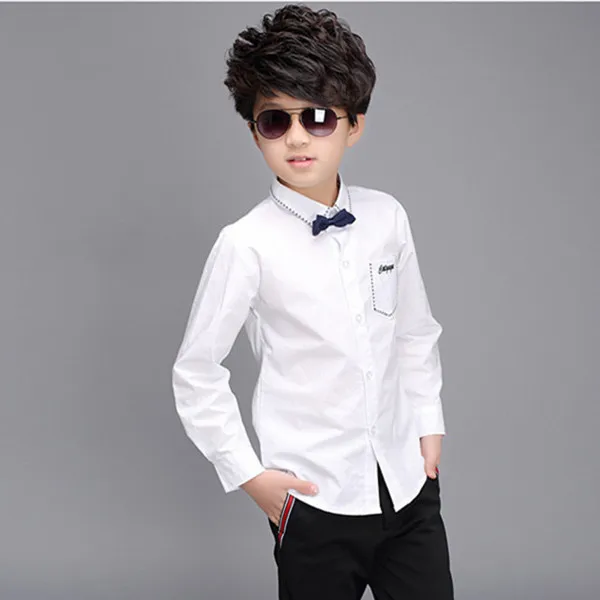 

Children 's clothing 2016 new spring white cotton Boys' Long Sleeve Shirts