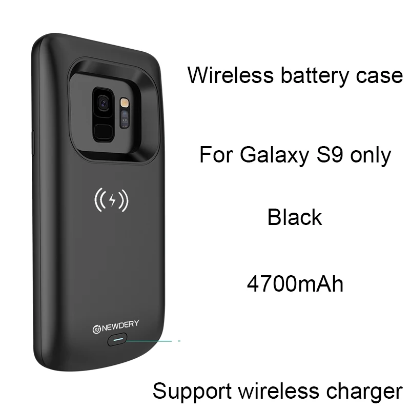 Чехол для аккумулятора samsung Galaxy S9 Plus, 5200 мАч, Беспроводная зарядка Qi, совместимый, Расширенный чехол для зарядного устройства для S9 4700 мАч - Цвет: For S9 Black