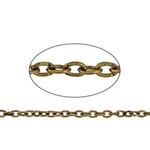 DoreenBeads сплав на железной основе Античное золото звено кабельная цепь фурнитура золотой тон DIY цепи 3,7x2,7 мм, 50 см длиной, 1 шт