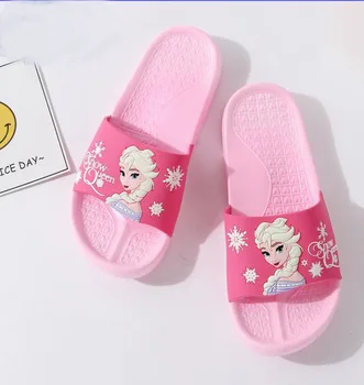 

Children girls summer PVC beach Slippers elsa Non-slip slipper home bath shoes pink 190-220 XQ01