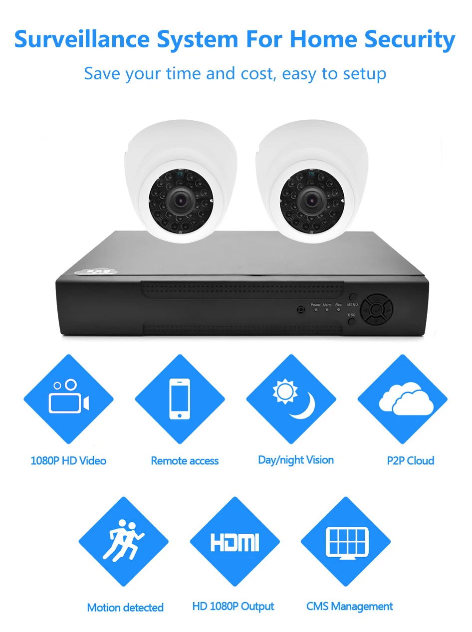 Wistino 2MP CCTV Security System Kit 2pcs IP Camera Outdoor 8CH NVR Recorder Surveillance Monitor Kits H.265 Night Vision 1MP 1.3MP (1)