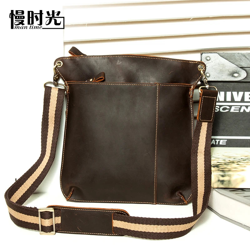 

Slow head layer cowhide bag retro rough single shoulder bag man crazy horse leather bag