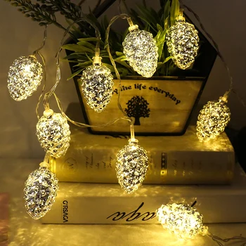 

10 lights festival party plating pine cone string battery box LED indoor and outdoor decoration