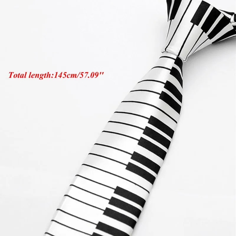 KLV мужской черный и белый пианино клавиатура Галстук Классический Тонкий тонкий музыкальный галстук KLV