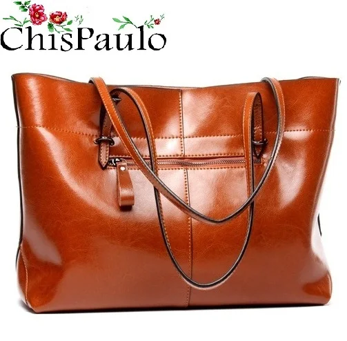 

CHISPAULO Famous Brands Designer Handbags High Quality Cowhide Oil Wax Women Bags 2017 Casual Women's Genuine Leather Handbags G