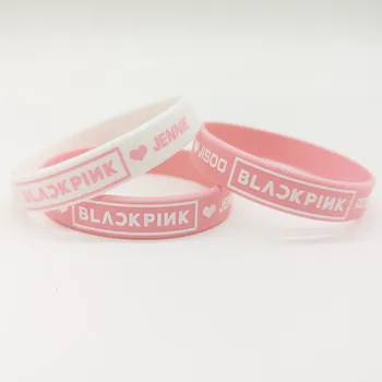 

KPOP BLACKPINK Wristbands LISA ROSE JENNIE JISOO Name Silica Gel Same Wristband White Pink Colors Fans Gifts 2pcs/pair