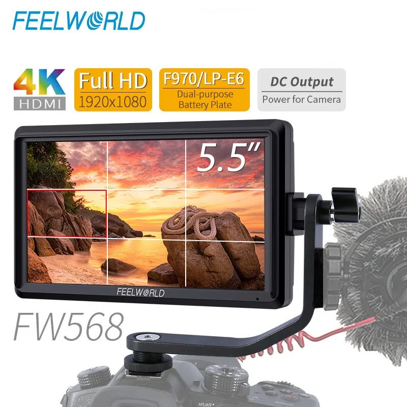 FEELWORLD FW568 5 дюймов 4 K DSLR камера полевой монитор IPS Full HD 1920x1080 Поддержка HDMI вход выход