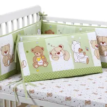 5 шт., комплект для бампера для детской кроватки из хлопка с героями мультфильмов, бамперы для новорожденных, простыни, детские постельные принадлежности из хлопка, нейтральный пол