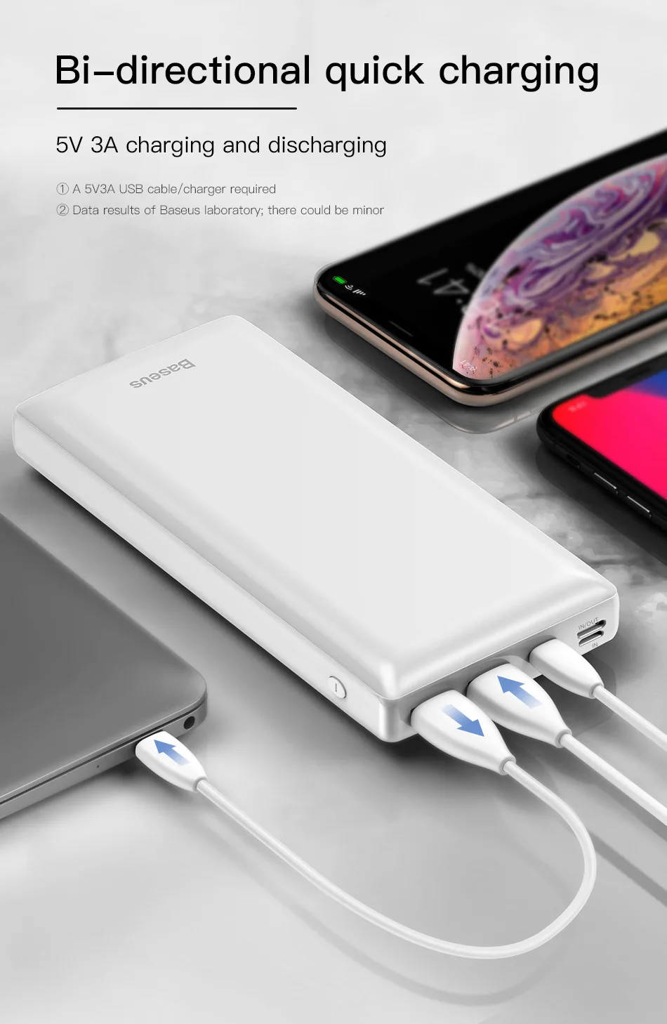 Baseus 30000 мАч Внешний аккумулятор для iPhone 11 samsung Xiaomi внешний аккумулятор USB C PD Быстрая зарядка внешний аккумулятор USB зарядное устройство