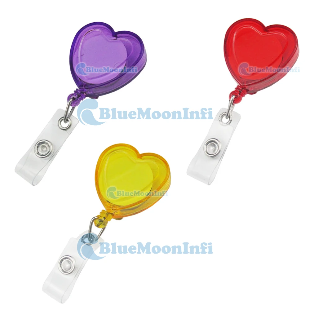 10 pcs / Lot Heart Shape Reels Retractable Badge Clip new YOYO ID