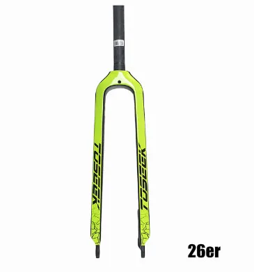 TOSEEK 26/27. 5/29 дюймов труба из углеродистого волокна 3K полностью из углеродного волокна, вилы велосипед Mtb горный велосипед вилка, части велосипеда 1-1/8" - Цвет: 26er green