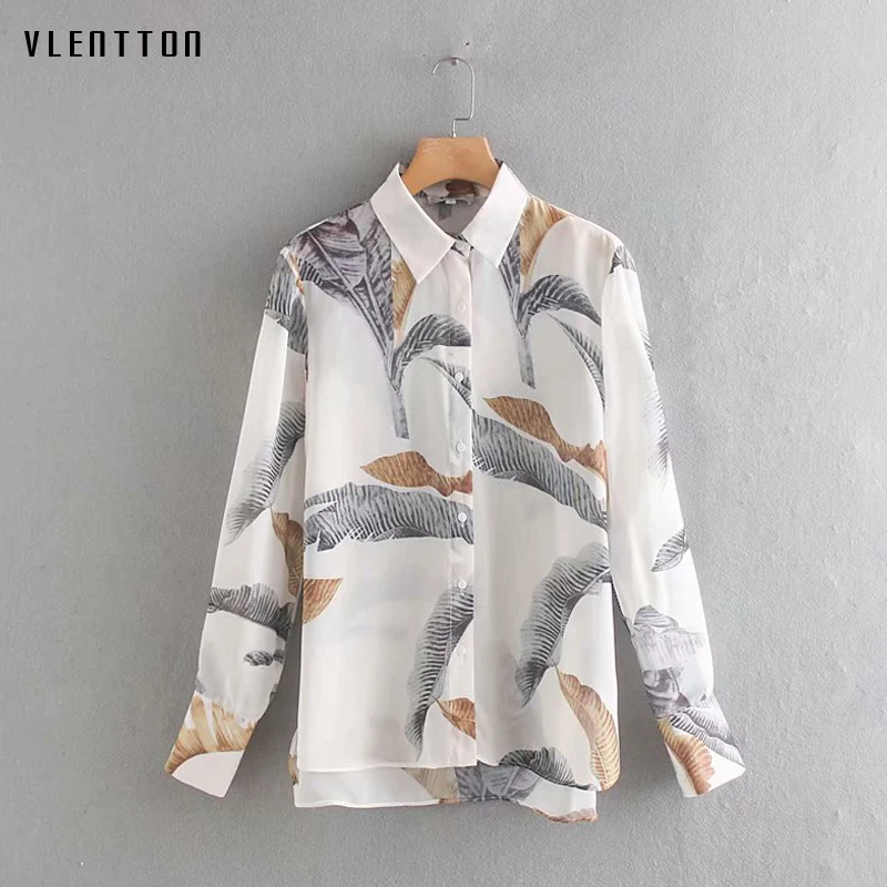 

2019 Chiffon Shirt Blouse Women Long Sleeve Print Office Ladies Blouses Turn Down Collar Casual White Shirts Tops Blusas Mujer