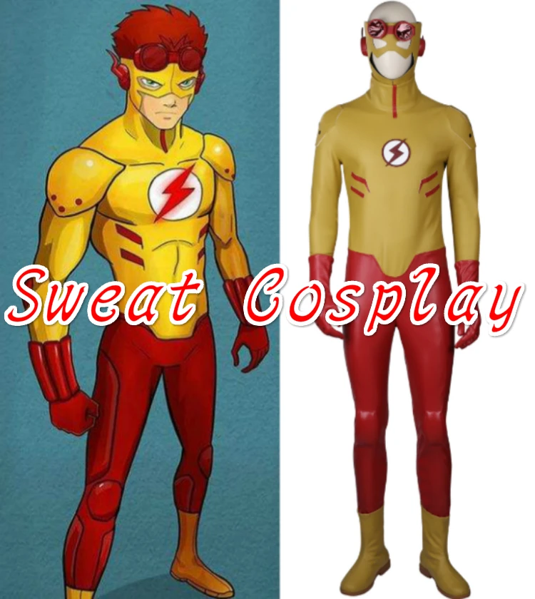 High Quality Newest Arrival Young Justice Kid Flash Costume PU leather