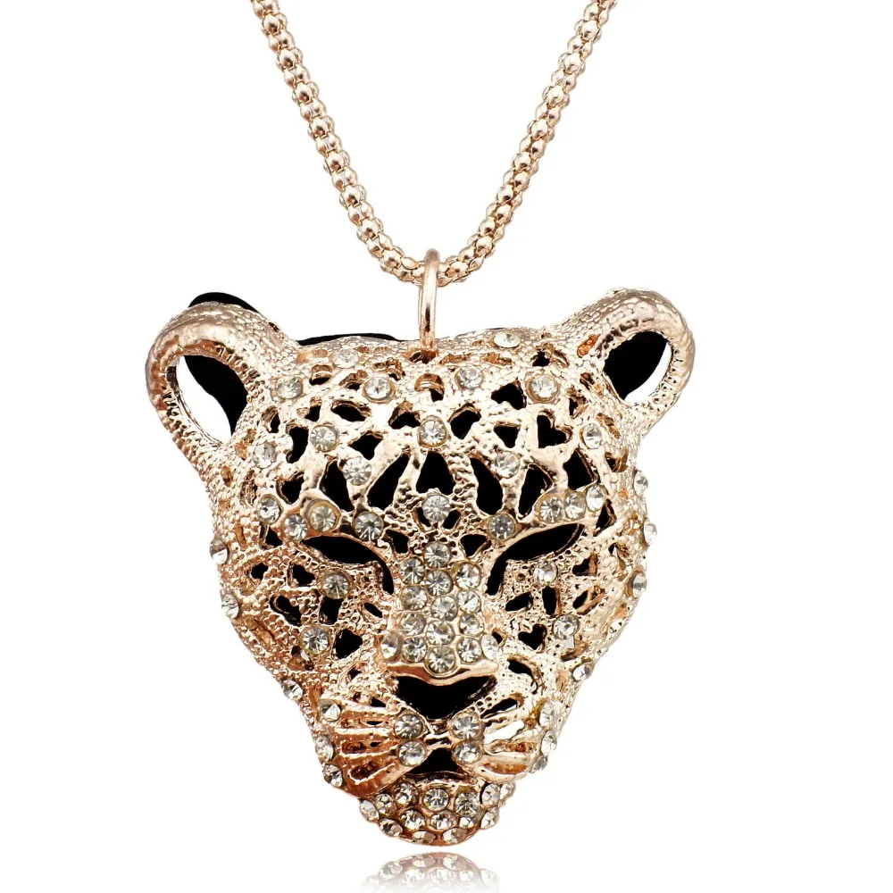 Stylish Charming LStylish Charming Leopard Head Chain Unique Rhinestone