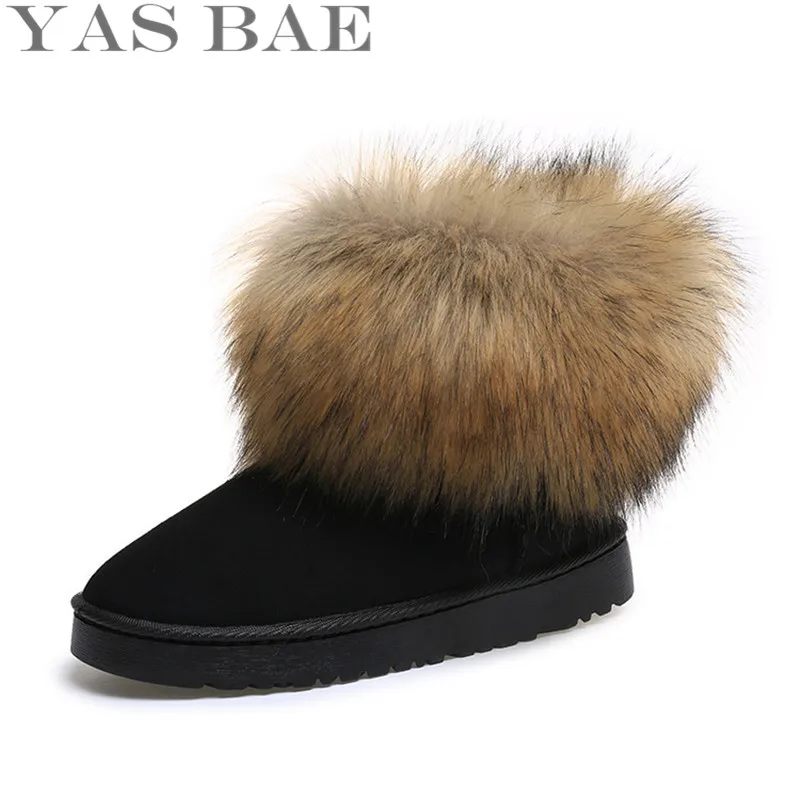 

2019 Shop Cheap Australia Hot Sale Cute Winter women's Felt Hair Flat Ankle Snow Boots with Faux Fur Outside for Women femininas