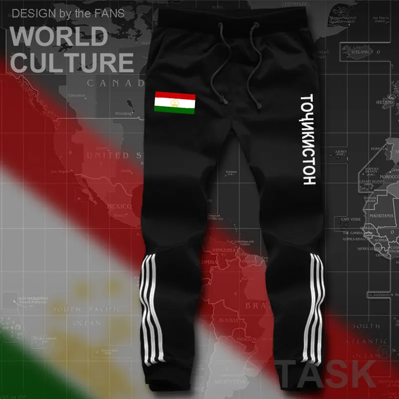 Мужские пляжные шорты из хлопка Tajikistan спортивные с флагом и карманами на молнии