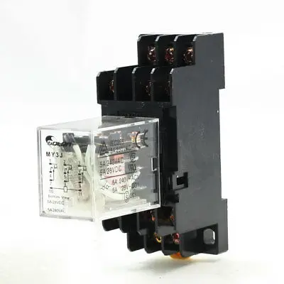 AC 100V Катушка 3PDT 11 контактов электромагнитное реле мощности 5A 250VAC/28VDC w Base |