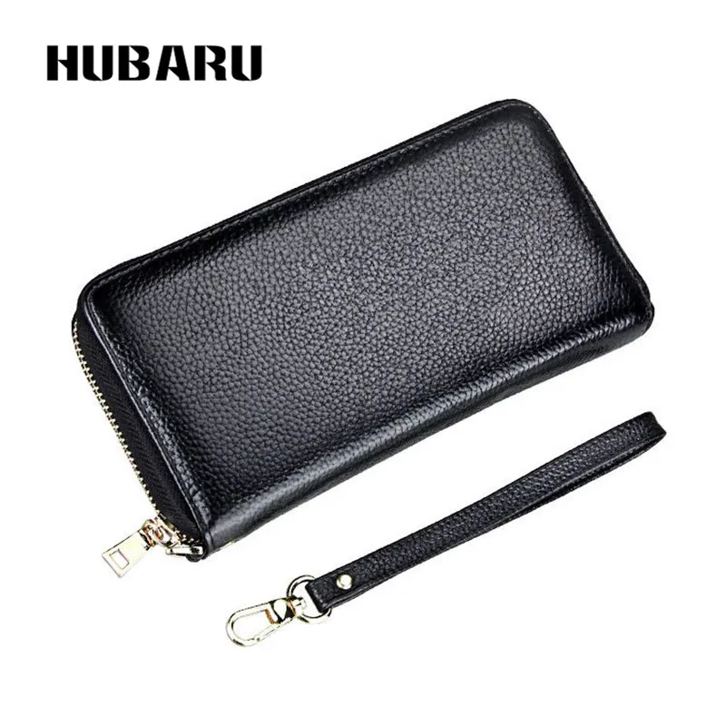 

HUBARU Women Wallets Genuine Leather Slim Design Coin Purse Zipper Wallet Female Fashion For Money Standard Clutch Clamp