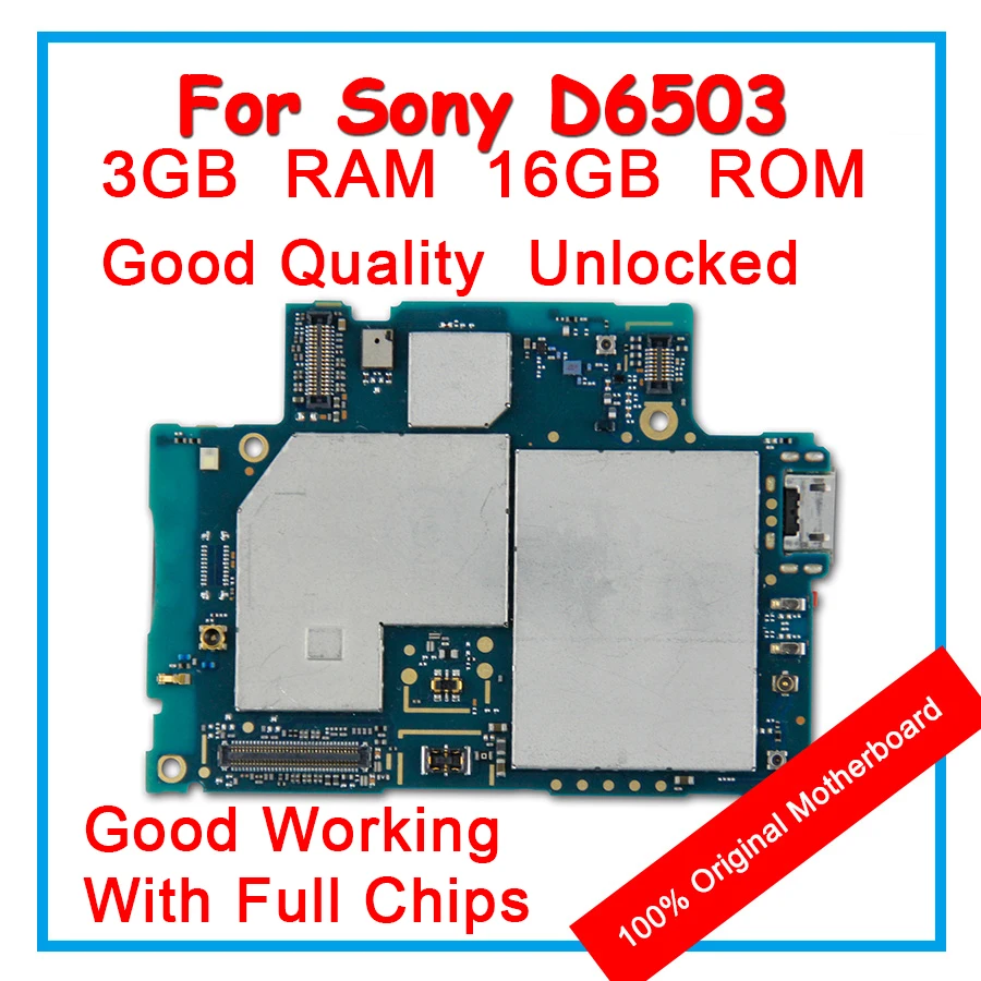 

100% Unlocked Original Motherboard For Sony Xperia Z2 D6503 D6563 16GB ROM Mainboard AOS Logic board With Full Chips Replace