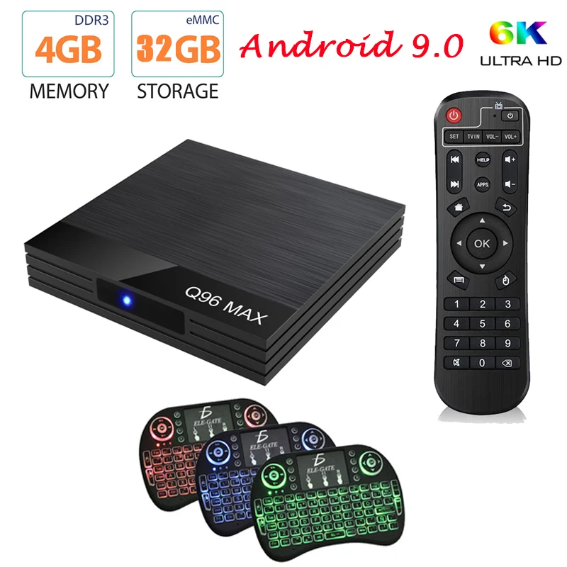 Android 9 0 tv Box Q96 MAX 4 Гб ram 64 2 4G Wifi Allwinner H6 четырехъядерный USB 3 6K проигрыватель google Youtube
