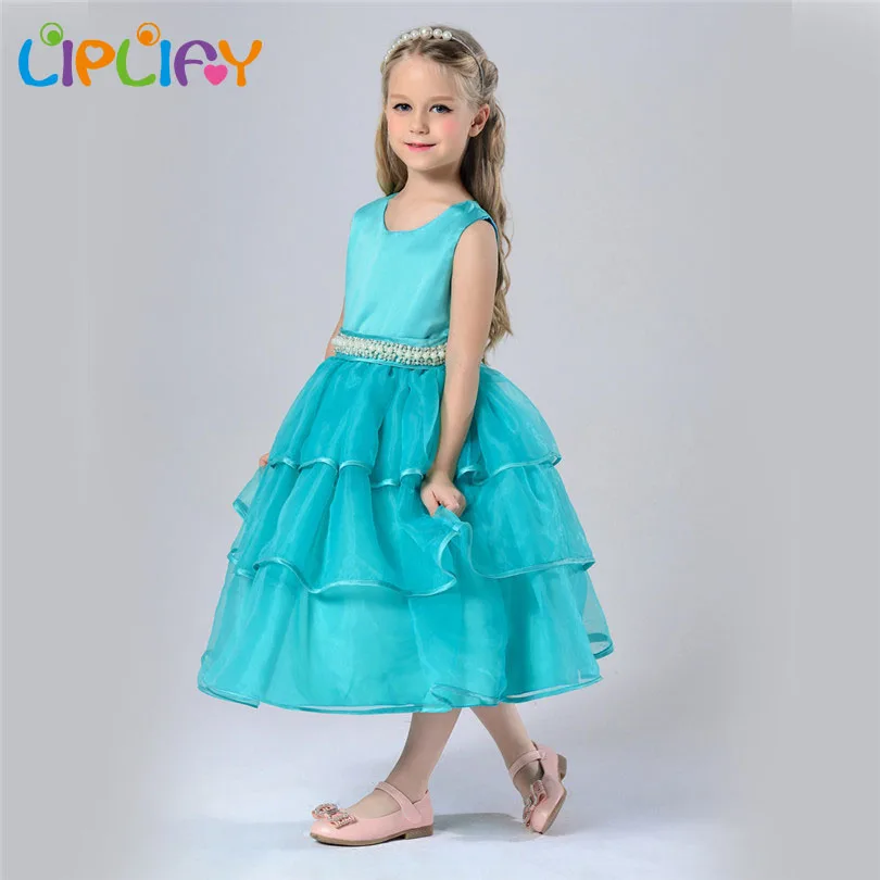 

2017 New Teenage Clothing Christmas Girl Dress Summer Princess Wedding Party Dress Sequins Sleeveless New Year For Girls Clothes