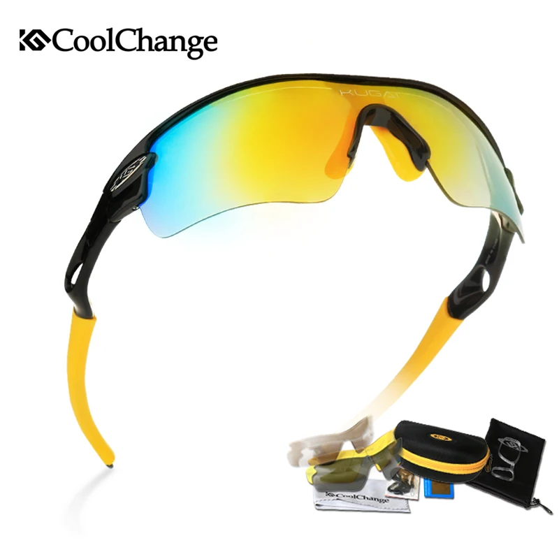 CoolChange Cycling Glasses Men 5 Lens Polarized UV Cycling Eyewear Bike