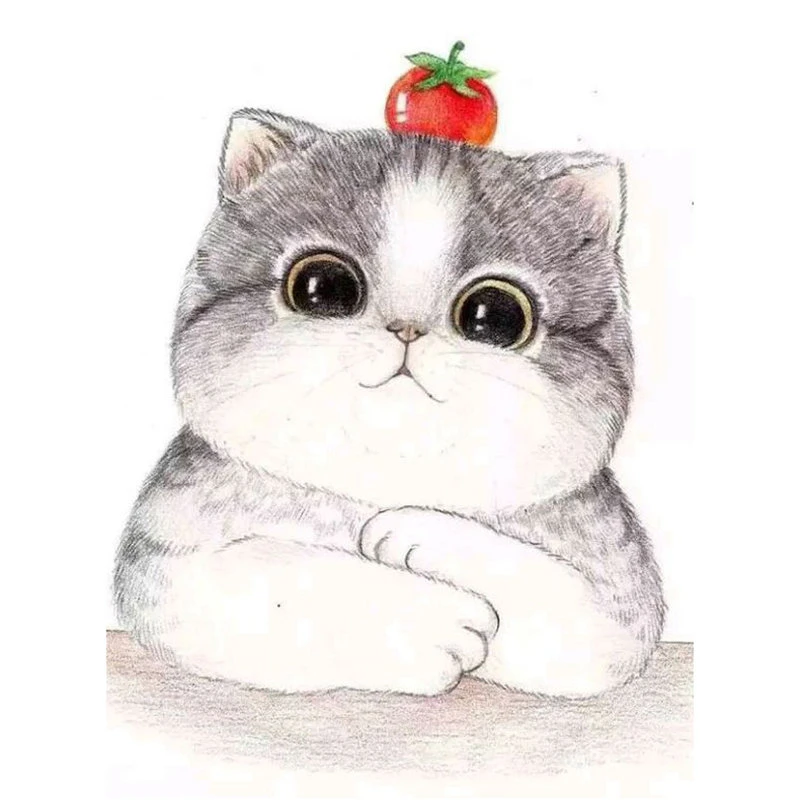 Nouveau Moderne Simple Diamants Peinture Animal Peinture Decorative Mignon Fruit Chat Peinture Autocollant Point De Croix Decor A La Maison Dp362 Aliexpress